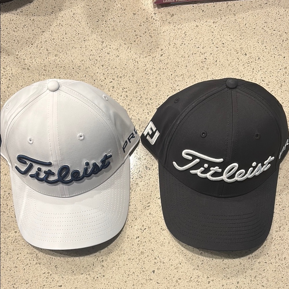 Titleist White and Black Caps
